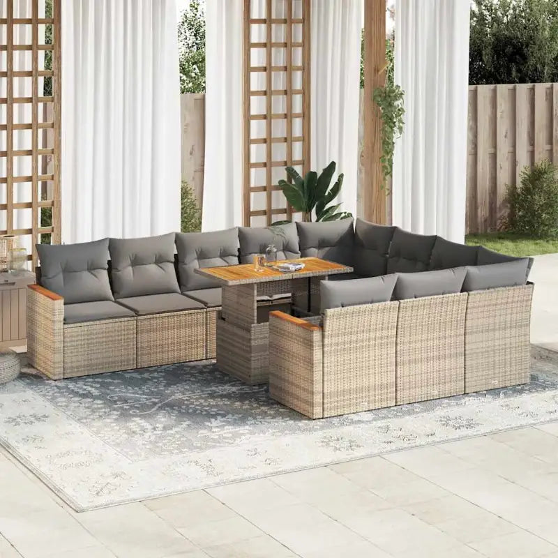 Zwart loungeset met gepoedercoat staal en waterdichte tas voor buiten - Beige en grijs - Tuinsets