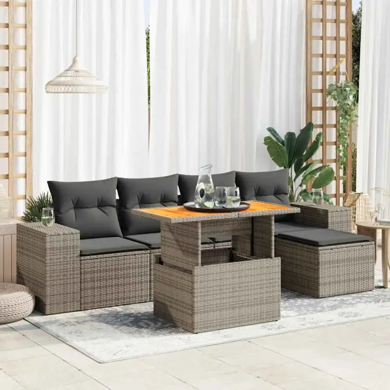 Zwart loungeset met gepoedercoat staal en waterdichte tas voor buiten - Grijs / met opbergruimte - Tuinsets