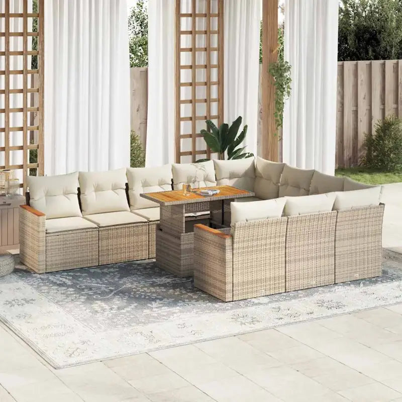 Zwart loungeset met gepoedercoat staal en waterdichte tas voor buiten - beige en crèmekleurig - Tuinsets