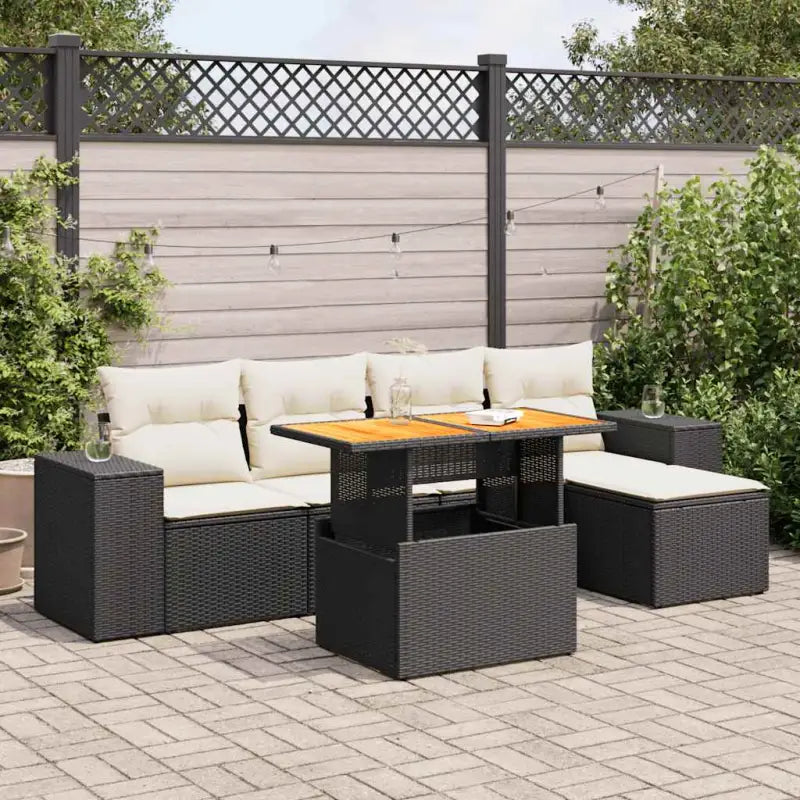 Zwart loungeset met gepoedercoat staal en waterdichte tas voor buiten - Zwart en crème / met opbergruimte - Tuinsets