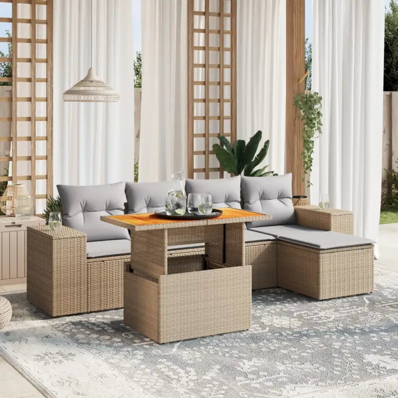 Zwart loungeset met gepoedercoat staal en waterdichte tas voor buiten - Beige en grijs / zonder opbergruimte - Tuinsets