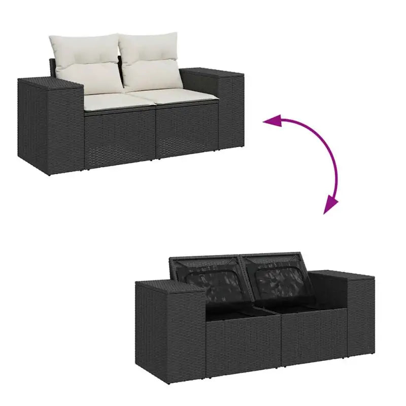 Zwart loungeset met gepoedercoat staal en waterdichte tas voor buiten - Tuinsets