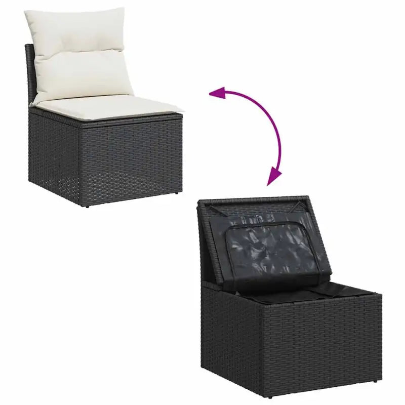 Zwart loungeset met gepoedercoat staal en waterdichte tas voor buiten - Tuinsets
