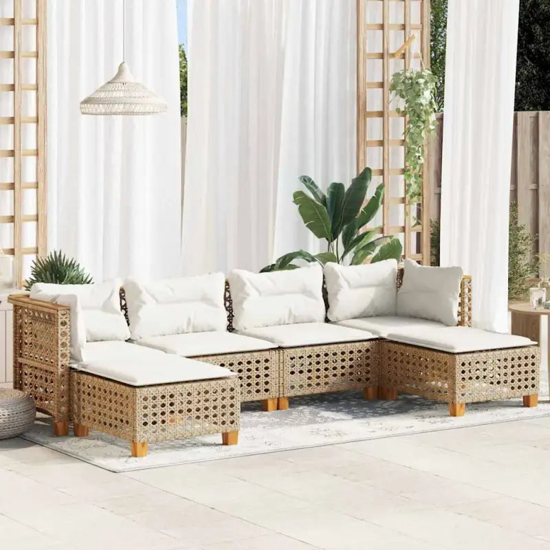 Zwart loungeset met natuurlijke olieafwerking en gepoedercoat staal - Beige / Lijngeweven - Tuinsets