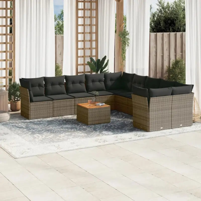 Zwart loungeset met waterdichte tas en gepoedercoat staal voor buiten genieten - grijs en donkergrijs / Tafel + 6x