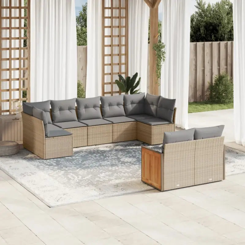 Zwart loungeset met waterdichte zak en gepoedercoat staal voor buiten - Beige en grijs / Zonder tafel - Tuinsets