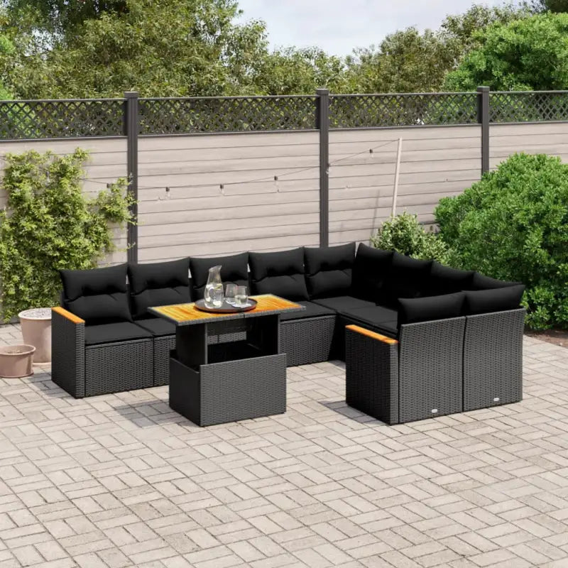 Zwart loungeset van gepoedercoat staal met comfortabele zittingafmetingen - Zwart - Tuinsets