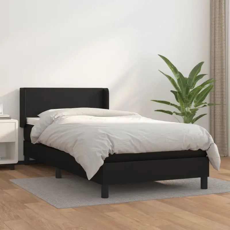 Zwart materiaal bed met schuim vulling en ideale afmetingen - Zwart / 100 x 200 cm / Effen ontwerp - Bedden & bedframes