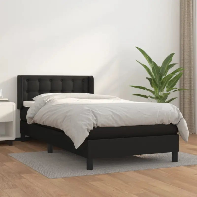 Zwart materiaal bed met schuim vulling en ideale afmetingen - Zwart / 100 x 200 cm / knoppwn - Bedden & bedframes