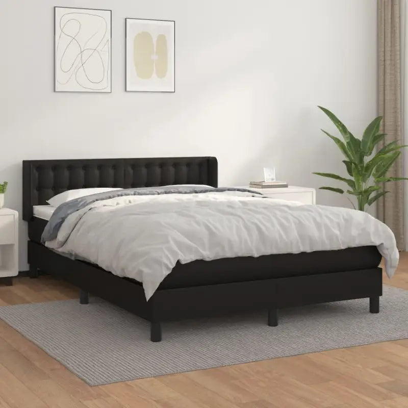 Zwart materiaal bed met schuim vulling en ideale afmetingen - Zwart / 140 x 190 cm / knoppwn - Bedden & bedframes