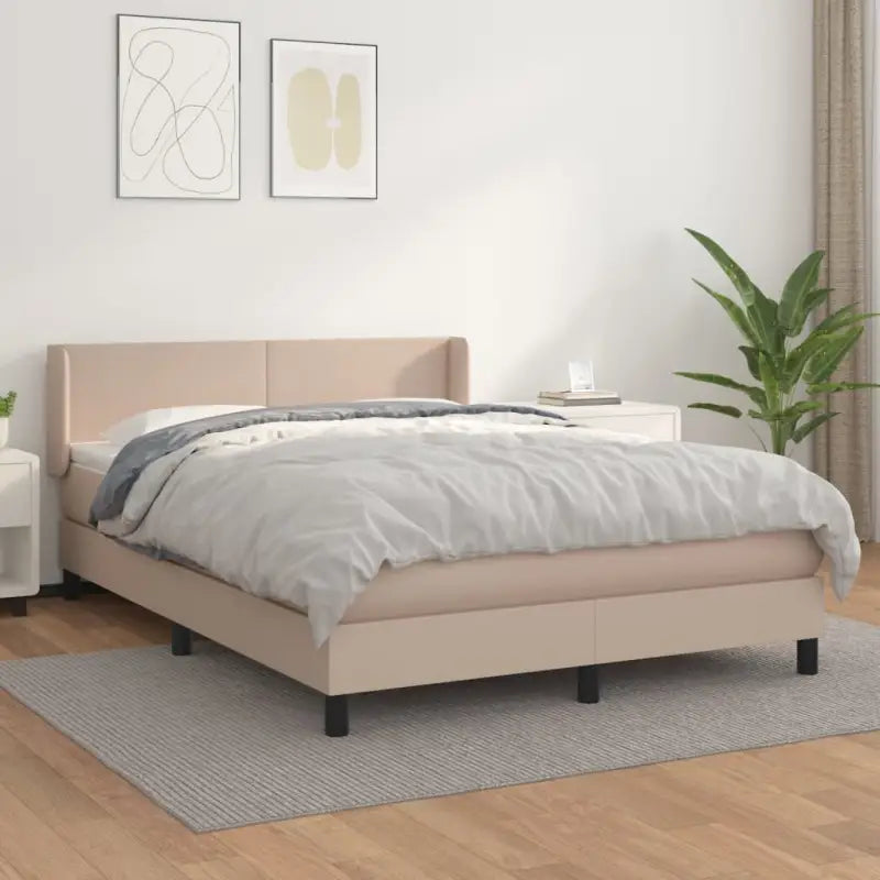 Zwart materiaal bed met schuim vulling en ideale afmetingen - Cappuccino / 140 x 190 cm / Effen ontwerp - Bedden &