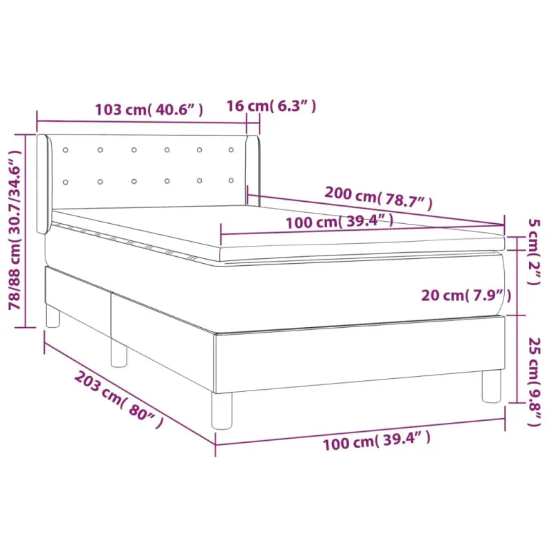 Zwart materiaal bed met schuim vulling en ideale afmetingen - Bedden & bedframes