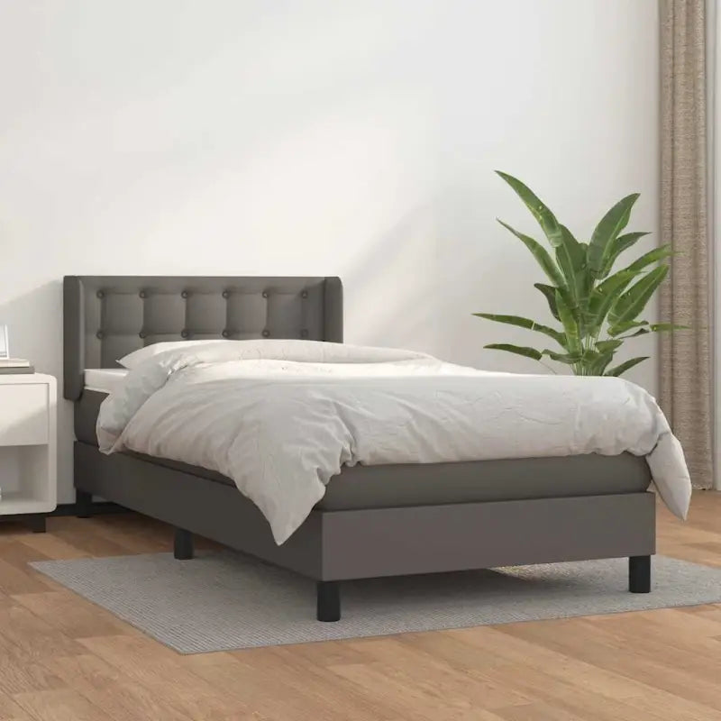 Zwart materiaal bed met schuim vulling en ideale afmetingen - Grijs / 80 x 200 cm / knoppwn - Bedden & bedframes