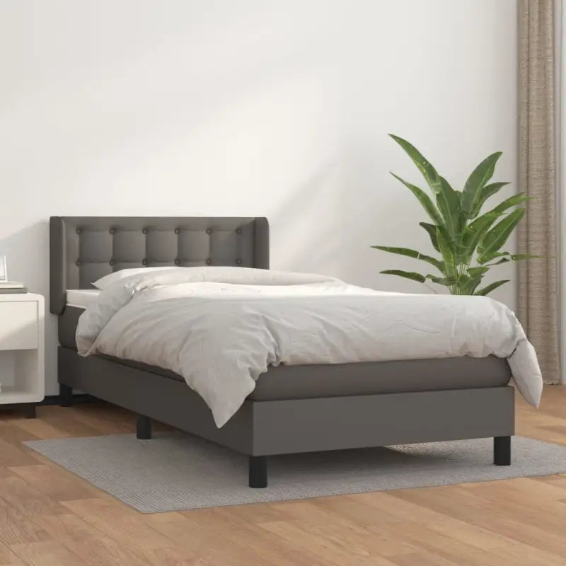 Zwart materiaal bed met schuim vulling en ideale afmetingen - Grijs / 90 x 200 cm / knoppwn - Bedden & bedframes
