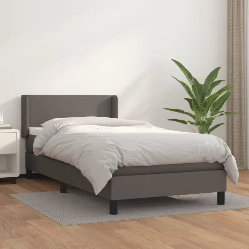 Zwart materiaal bed met schuim vulling en ideale afmetingen - Grijs / 90 x 200 cm / Effen ontwerp - Bedden & bedframes