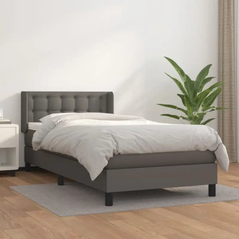 Zwart materiaal bed met schuim vulling en ideale afmetingen - Grijs / 100 x 200 cm / knoppwn - Bedden & bedframes