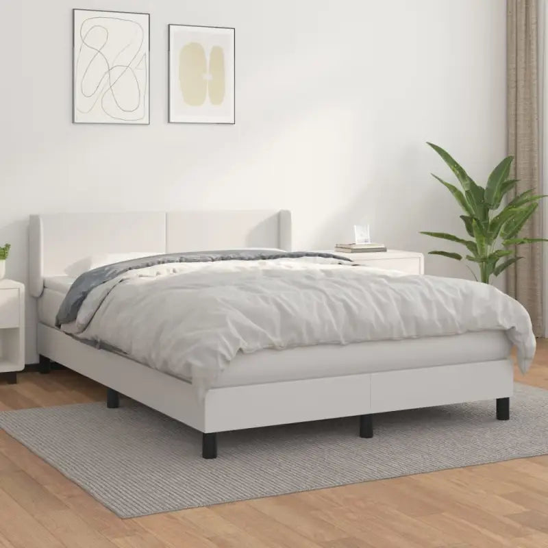 Zwart materiaal bed met schuim vulling en ideale afmetingen - Wit / 140 x 200 cm / Effen ontwerp - Bedden & bedframes