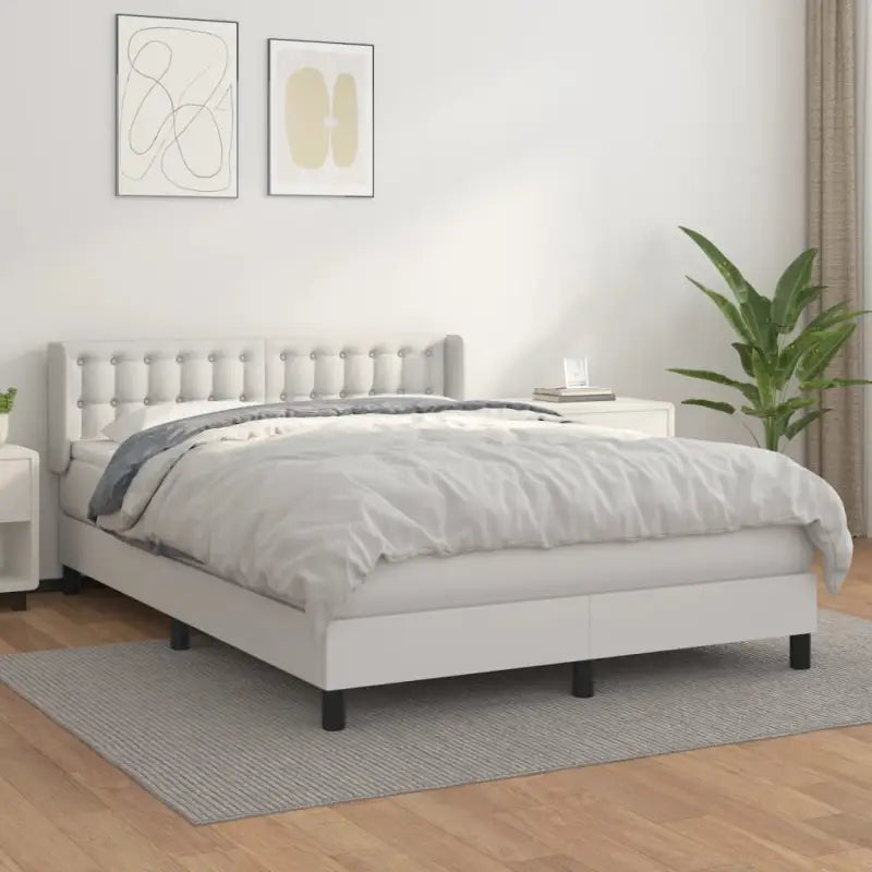 Zwart materiaal bed met schuim vulling en ideale afmetingen - Wit / 140 x 200 cm / knoppwn - Bedden & bedframes