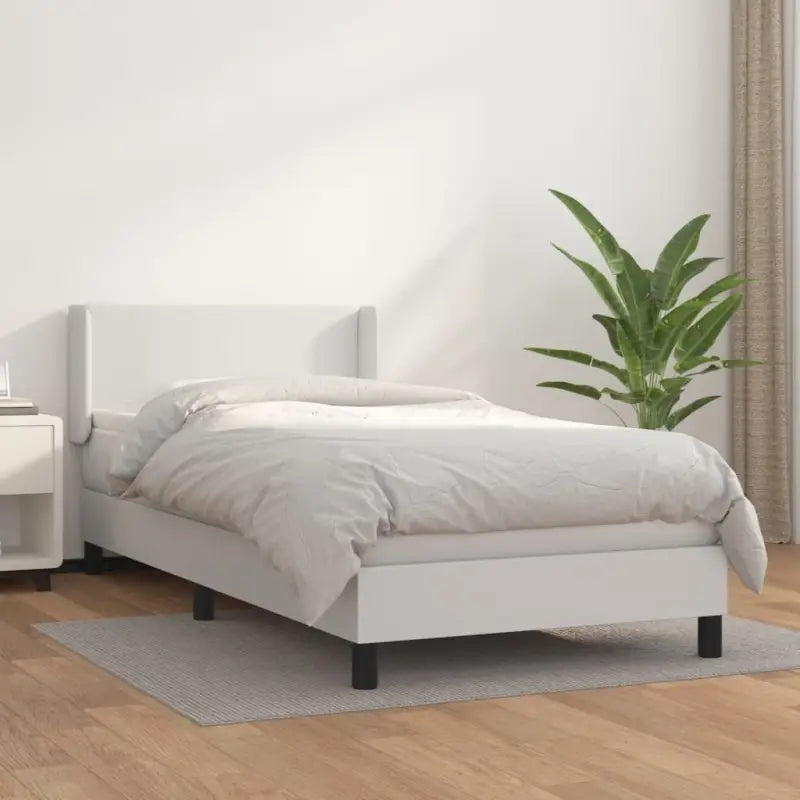 Zwart materiaal bed met schuim vulling en ideale afmetingen - Wit / 90 x 190 cm / Effen ontwerp - Bedden & bedframes