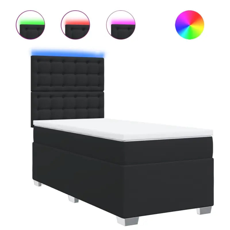 Zwart materiaal boxspringbed met hoogte verstelbaar en schuim afmetingen - enkele maat / knoppwn - Bedden & bedframes