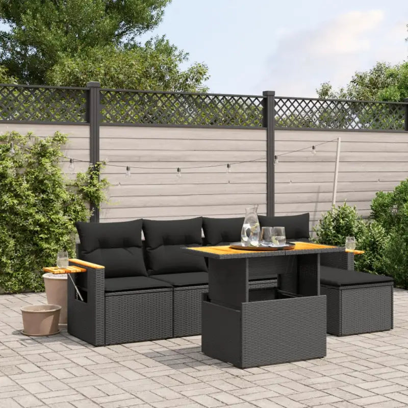 Zwart materiaal loungeset gemaakt van gepoedercoat staal voor buitenplezier - Zwart / zonder opbergruimte - Tuinsets