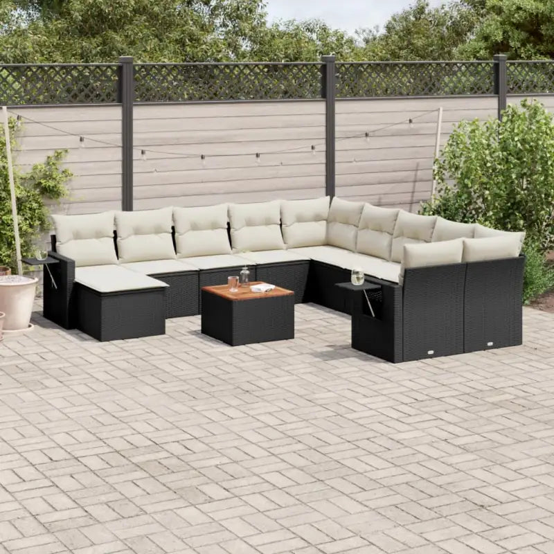 Zwart materiaal loungeset in gepoedercoat staal met comfortabele afmetingen - Zwart en crème - Tuinsets