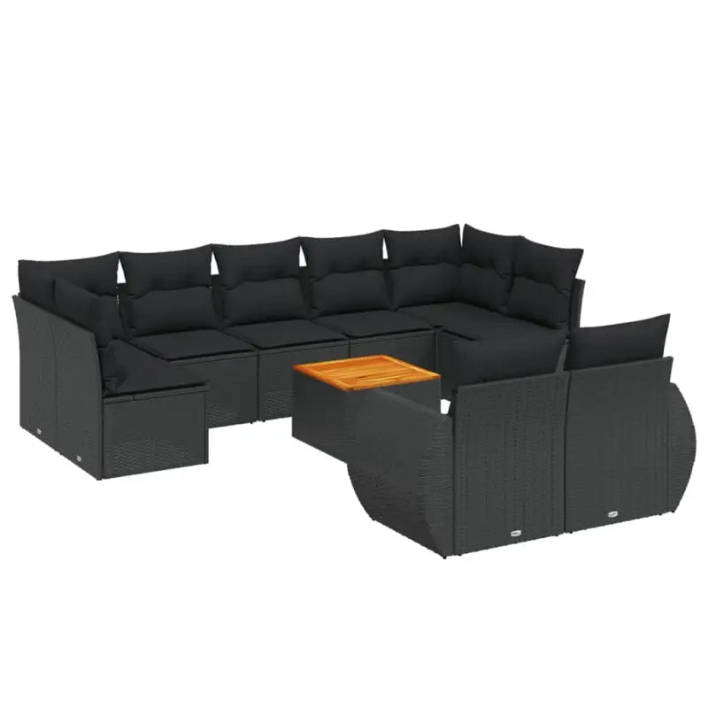Zwart materiaal loungeset met gepoedercoat staal afmetingen voor buiten - Tuinsets