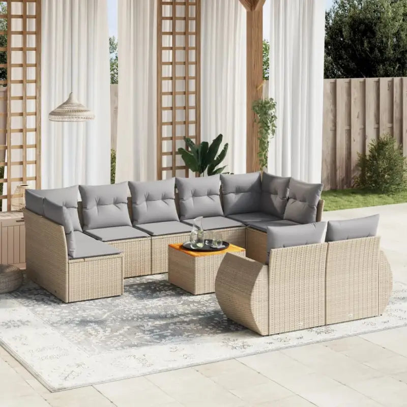 Zwart materiaal loungeset met gepoedercoat staal afmetingen voor buiten - beige en lichtgrijs / 5x midden + 2x hoek
