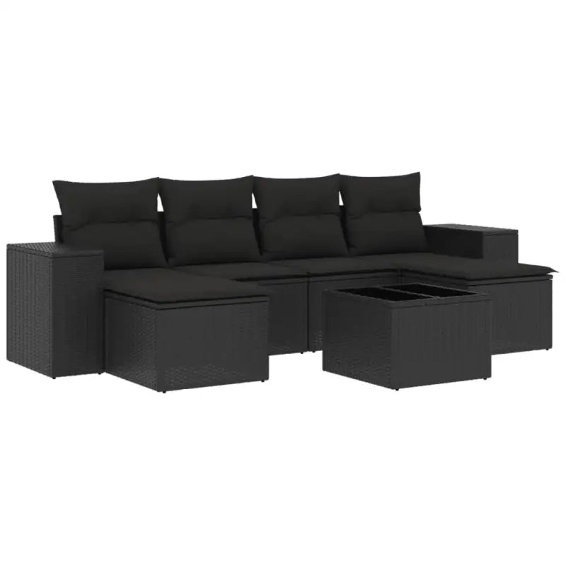 Zwart materiaal loungeset met gepoedercoat staal afmetingen voor tuinvelden - Tuinsets