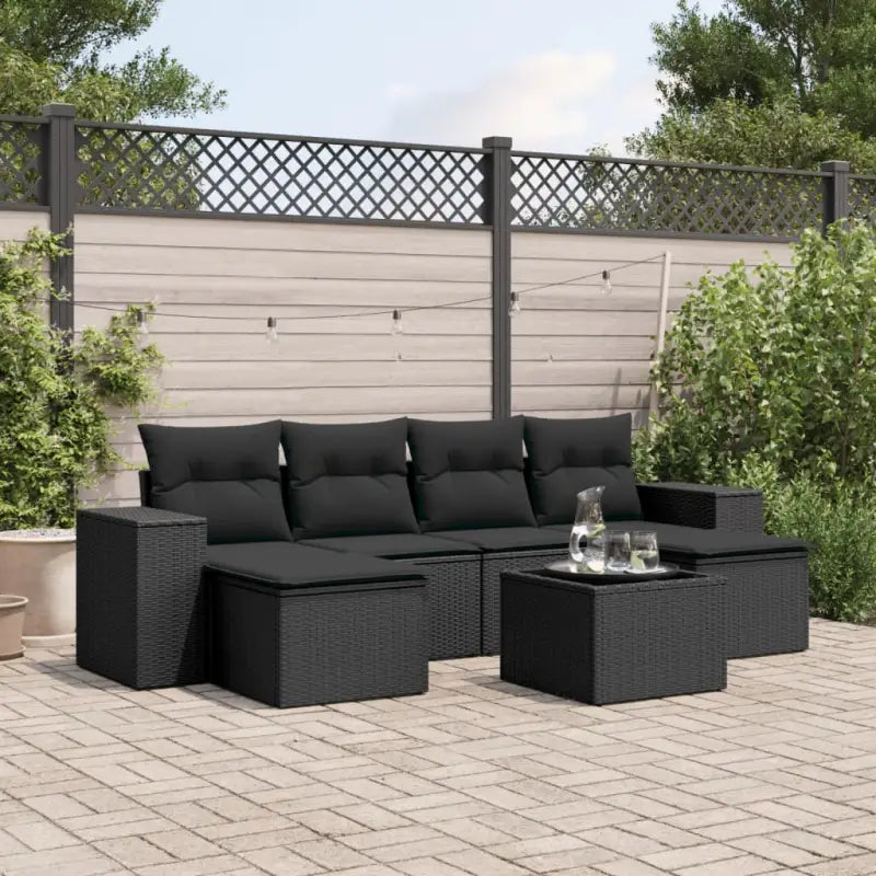 Zwart materiaal loungeset met gepoedercoat staal afmetingen voor tuinvelden - Zwart / Zonder tafel - Tuinsets