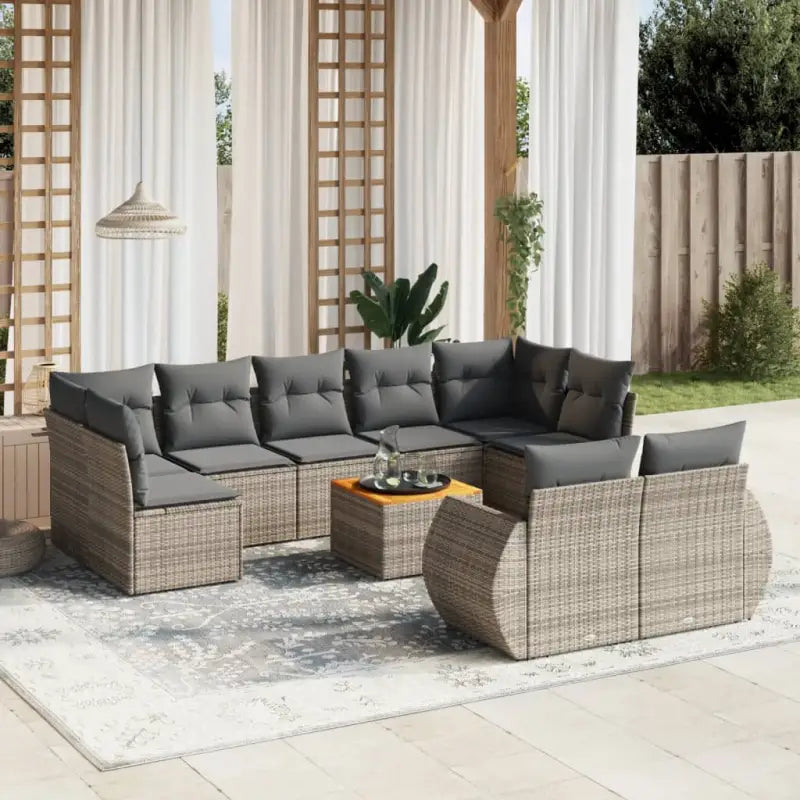 Zwart materiaal loungeset met gepoedercoat staal afmetingen voor buiten - grijs en donkergrijs / 5x midden + 2x hoek