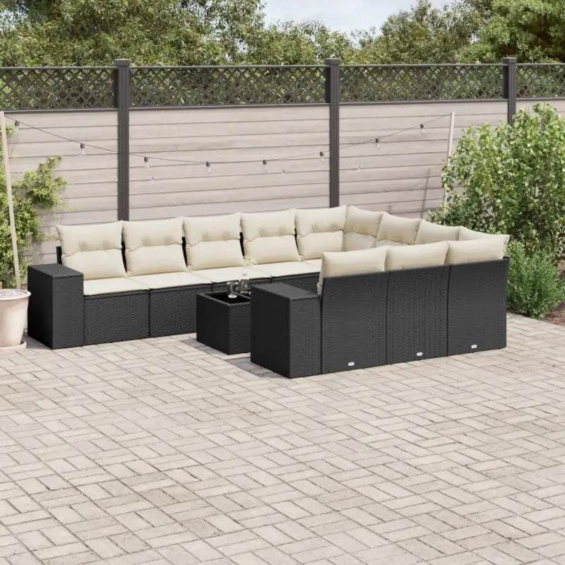 Zwart materiaal loungeset met gepoedercoat staal afmetingen voor buiten - Tuinsets