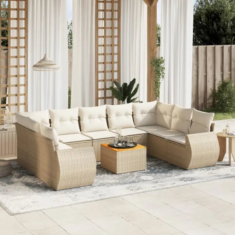 Zwart materiaal loungeset met gepoedercoat staal afmetingen voor buiten - beige en crèmekleurig / 2x hoek + 5x midden