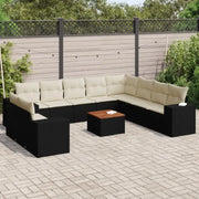 Zwart materiaal loungeset met gepoedercoat staal en afmetingen - Tuinsets