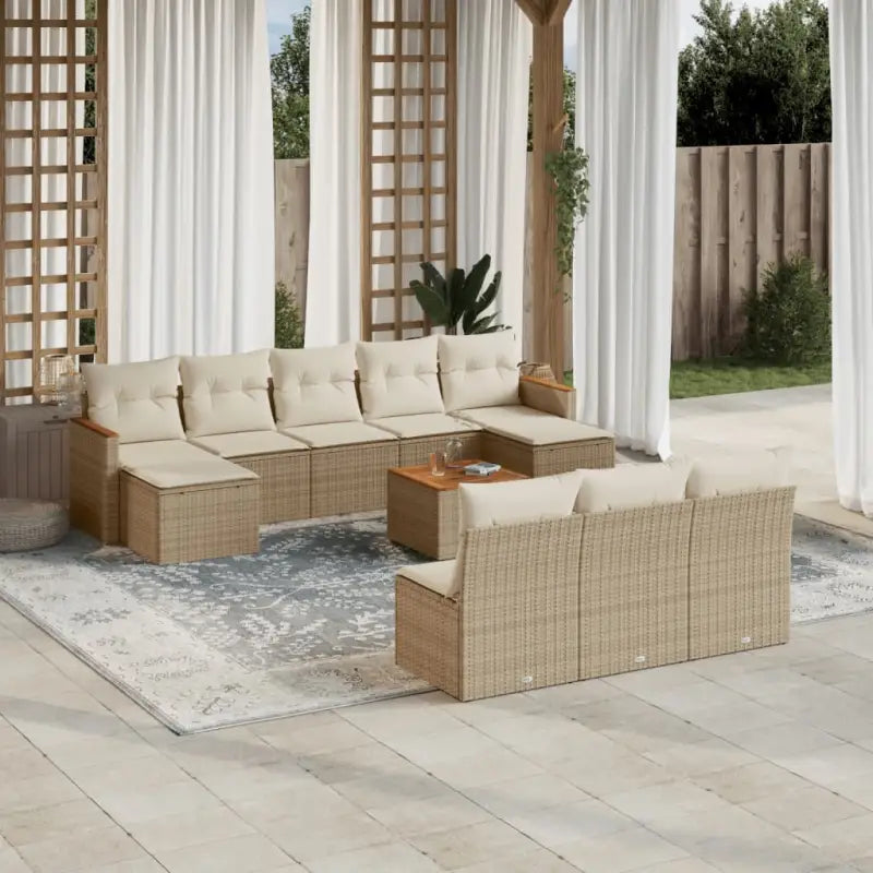 Zwart materiaal loungeset met gepoedercoat staal en afmetingen voor buiten - beige en crèmekleurig / Met tafel