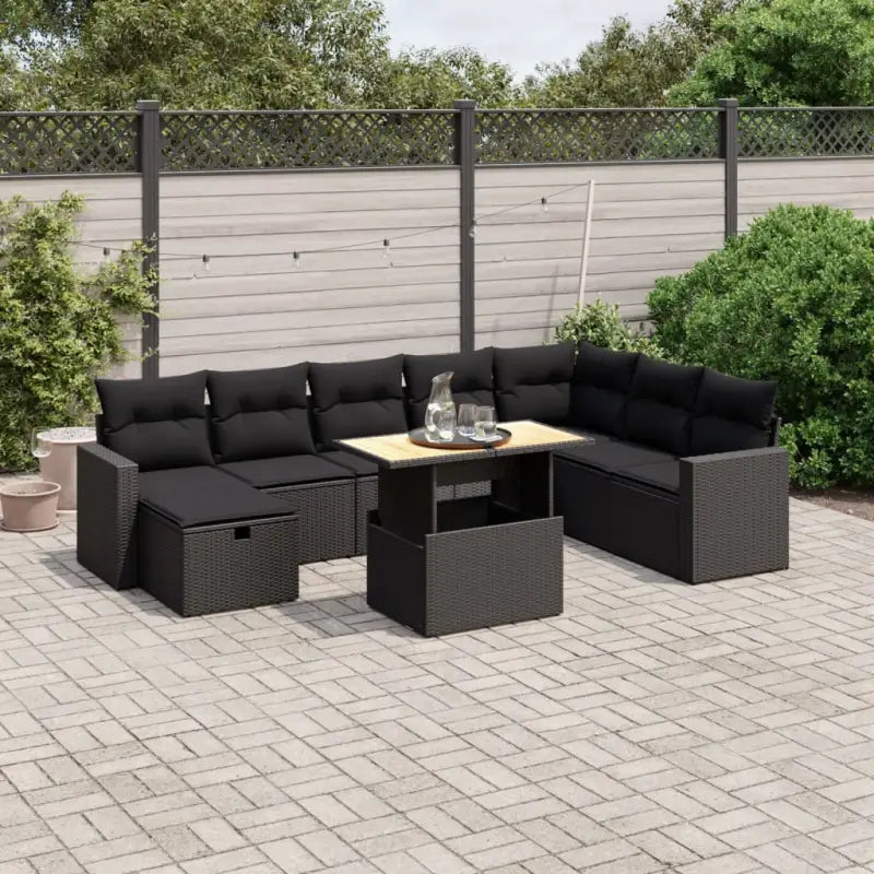Zwart materiaal loungeset met gepoedercoat staal en afmetingen - Zwart / zonder opbergruimte - Tuinsets