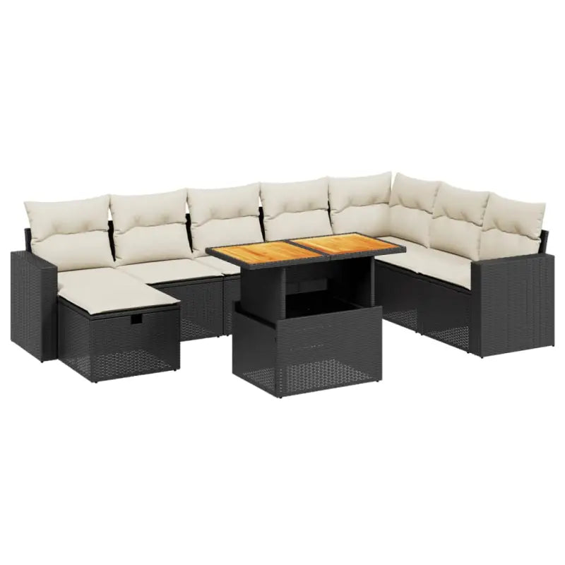Zwart materiaal loungeset met gepoedercoat staal en afmetingen - Tuinsets