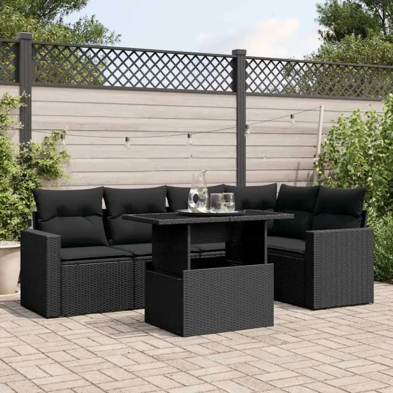 Zwart materiaal loungeset met gepoedercoat staal en afmetingen voor buiten - Zwart / zonder opbergruimte - Tuinsets
