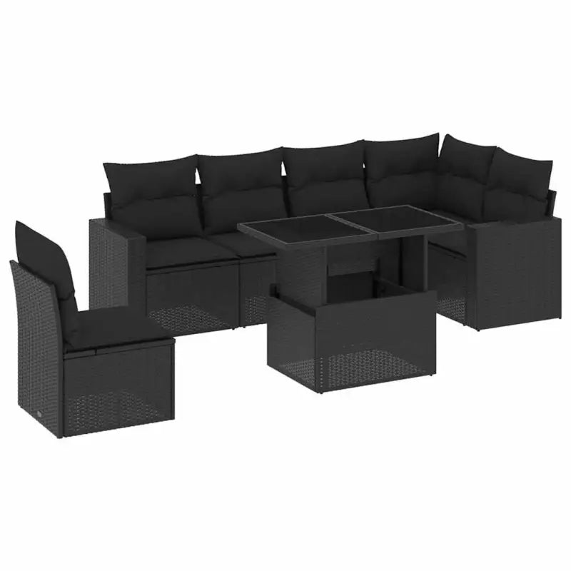 Zwart materiaal loungeset met gepoedercoat staal en afmetingen voor tuin - Tuinsets