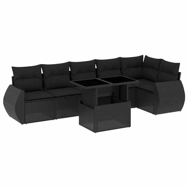 Zwart materiaal loungeset met gepoedercoat staal en afmetingen perfect voor je tuin - Tuinsets