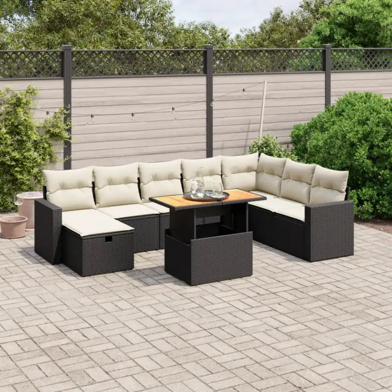 Zwart materiaal loungeset met gepoedercoat staal en afmetingen - Tuinsets