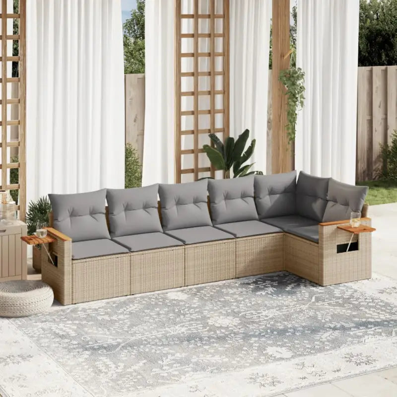 Zwart materiaal loungeset met gepoedercoat staal en comfortabele afmetingen - Beige en grijs / Zonder tafel - Tuinsets