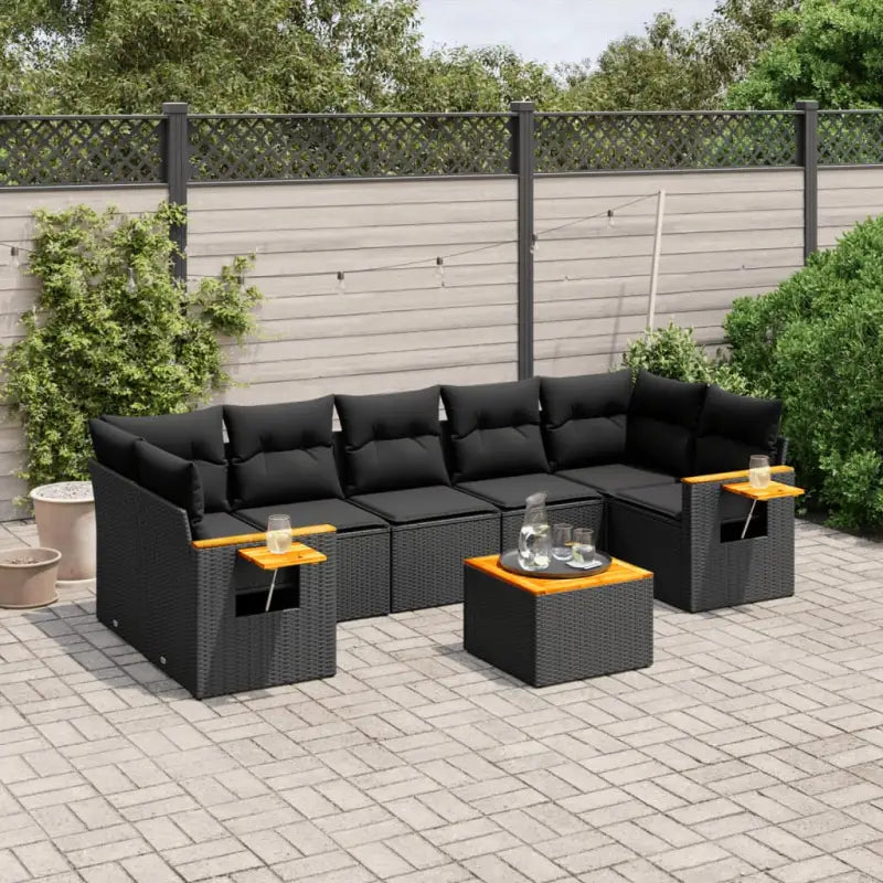 Zwart materiaal loungeset met gepoedercoat staal en comfortabele afmetingen - Zwart - Tuinsets