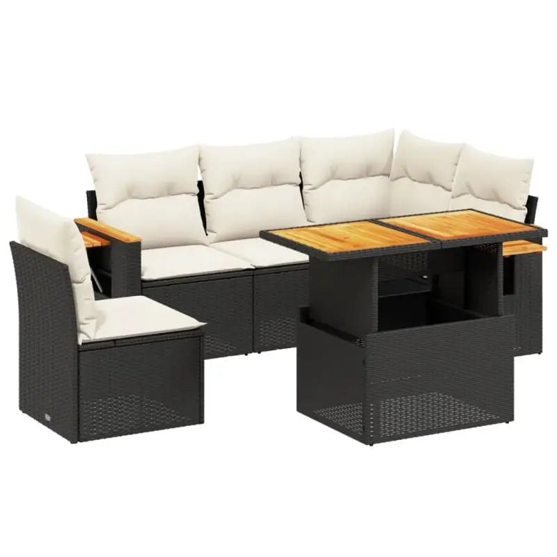 Zwart materiaal loungeset met gepoedercoat staal en comfortabele afmetingen - Tuinsets