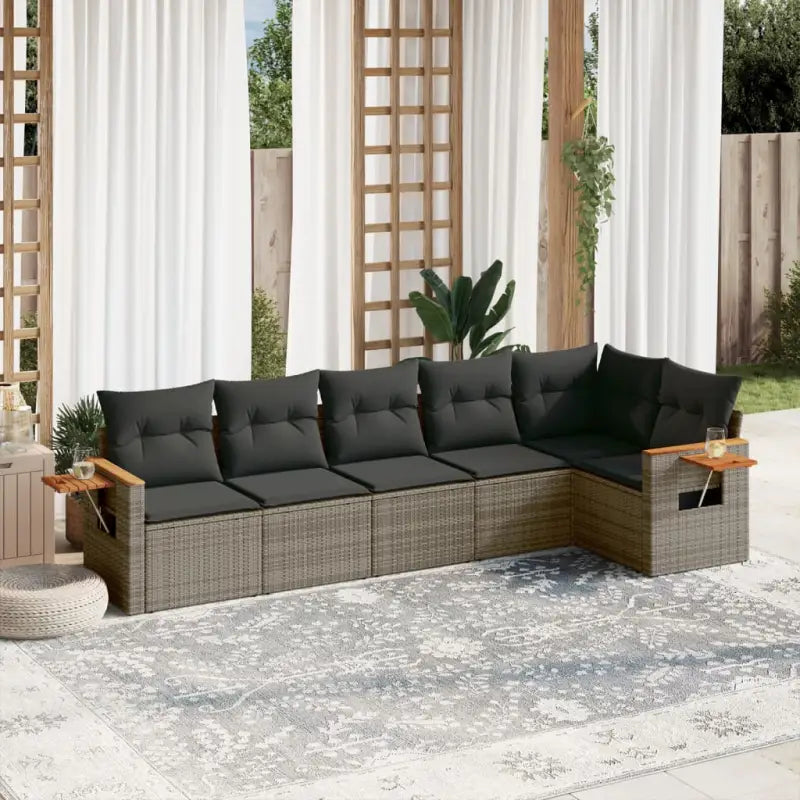 Zwart materiaal loungeset met gepoedercoat staal en comfortabele afmetingen - Grijs / Zonder tafel - Tuinsets