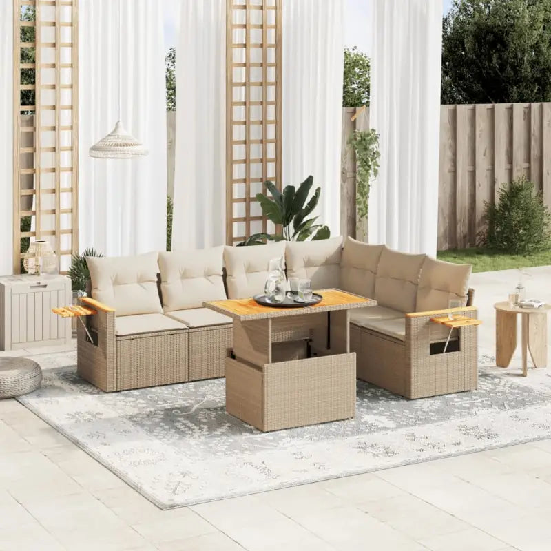 Zwart materiaal loungeset met gepoedercoat staal en comfortabele afmetingen - beige en crèmekleurig / zonder
