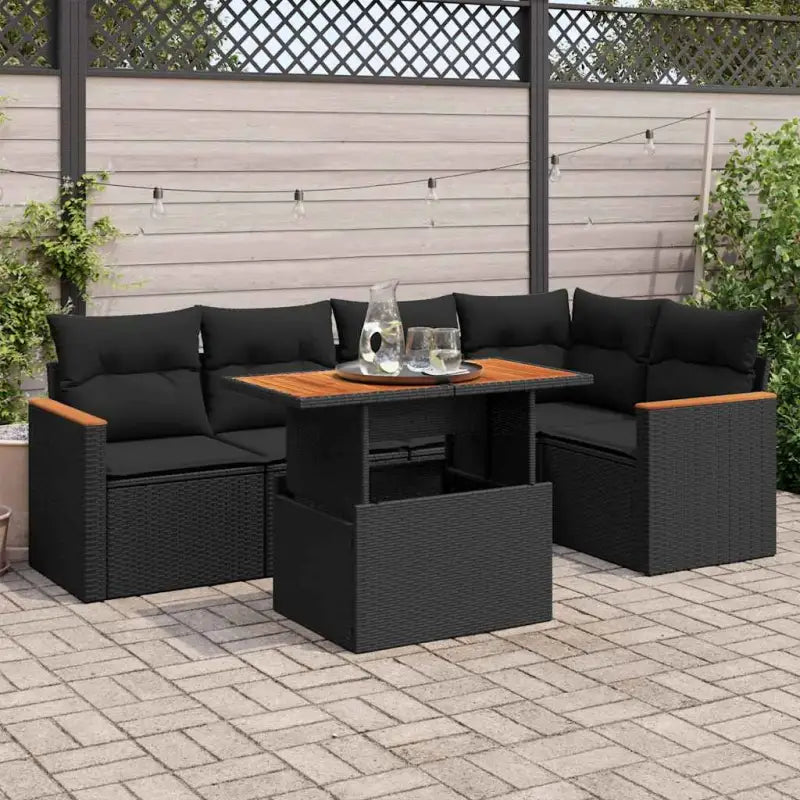 Zwart materiaal loungeset met gepoedercoat staal en comfortabele afmetingen - Zwart / met opbergruimte - Tuinsets