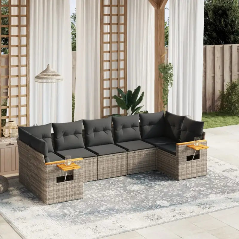 Zwart materiaal loungeset met gepoedercoat staal en comfortabele afmetingen - Grijs - Tuinsets