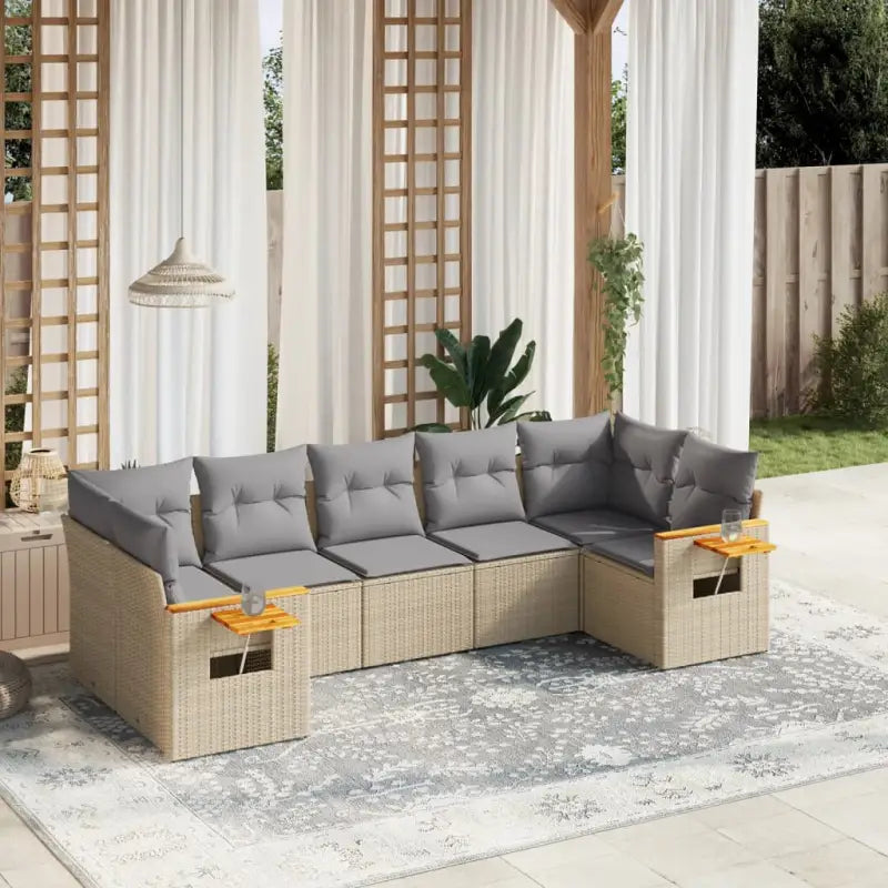 Zwart materiaal loungeset met gepoedercoat staal en comfortabele afmetingen - Beige en grijs - Tuinsets