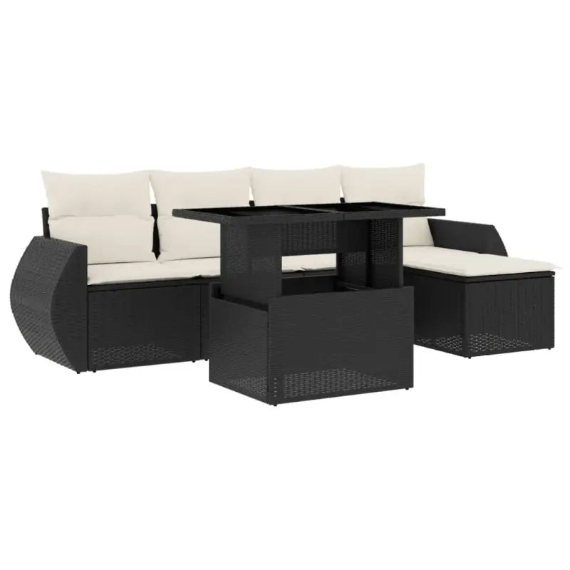 Zwart materiaal loungeset met gepoedercoat staal en comfortabele afmetingen - Tuinsets